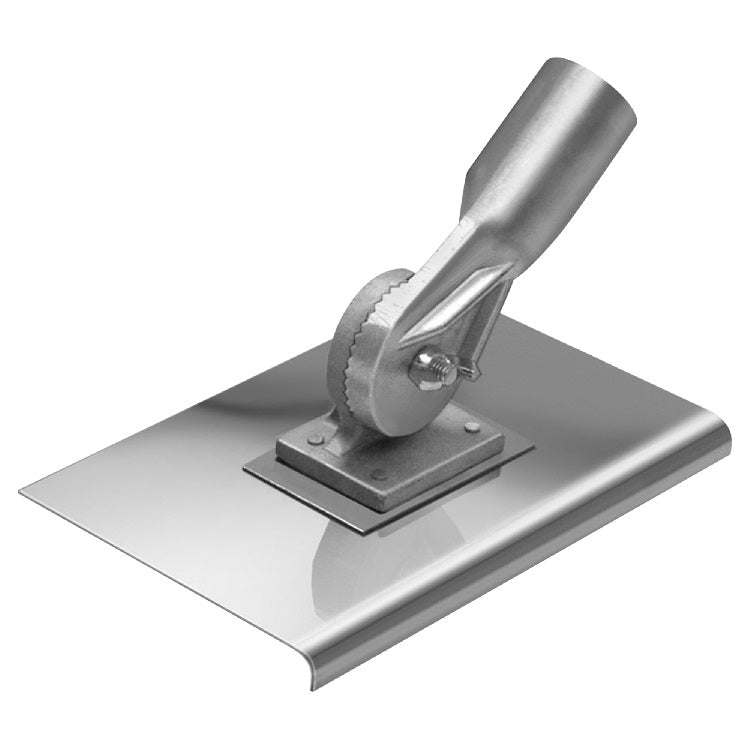 10" x 10" 1/2"R Stainless Steel Walking Seamer/Edger with Threaded Handle Socket - DRP Tools