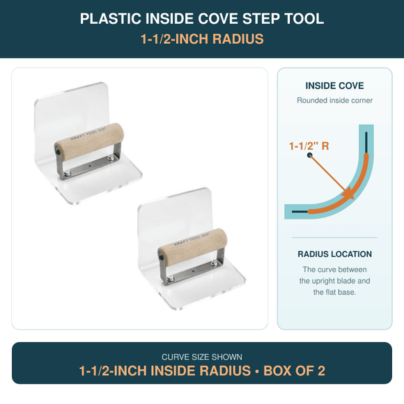 Plastic Inside Cove Step Tool 1-1/2" Radius with Wood Handle 