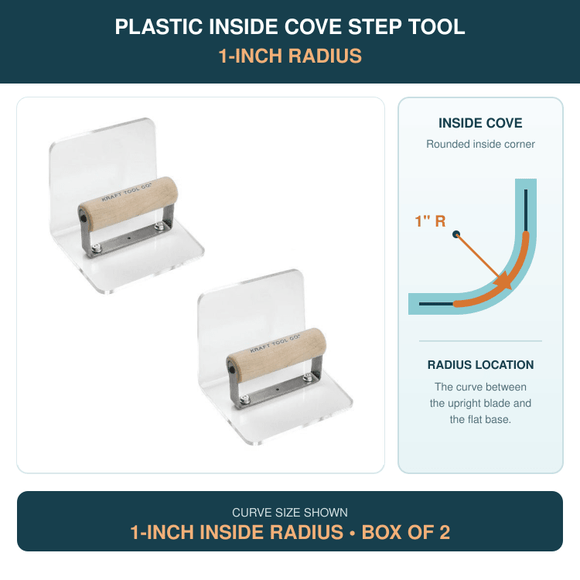 Plastic Inside Cove Step Tool 1" Radius with Wood Handle 
