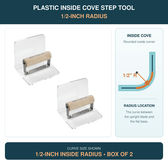 Plastic Inside Cove Step Tool 1/2" Radius with Wood Handle