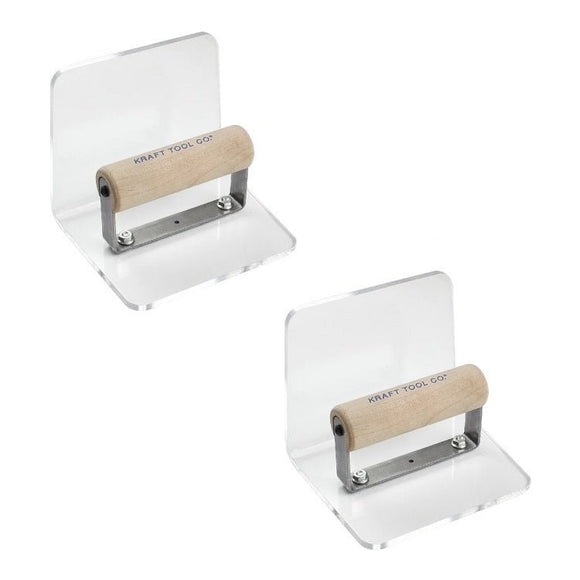 Plastic inside cove step tool with wood handle for pool plaster