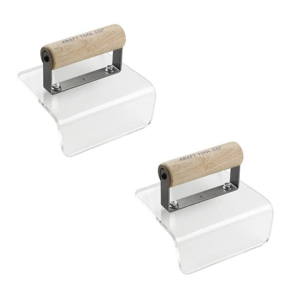 Plastic outside nose step tool with wood handle for pool plaster