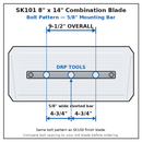 Power Trowel Blades 36" Combination Rounded Corner Flat 8" x 14" 4-PK - DRP Tools
