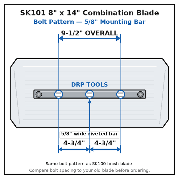 Power Trowel Blades 36" Combination Rounded Corner Flat 8" x 14" 4-PK - DRP Tools