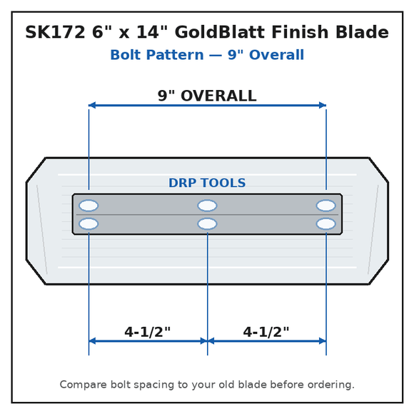 Power Trowel Blades 36" Goldblatt Finish 6" x 14" 4-PK - DRP Tools