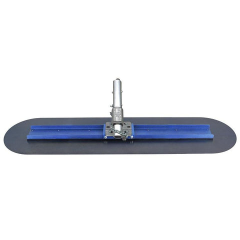 24" Big "D" Round End Blue Steel Bull Float with EZY-Tilt® II Bracket - DRP Tools