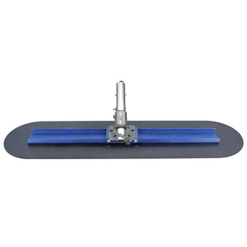 24" Big "D" Round End Blue Steel Bull Float with EZY-Tilt® II Bracket - DRP Tools