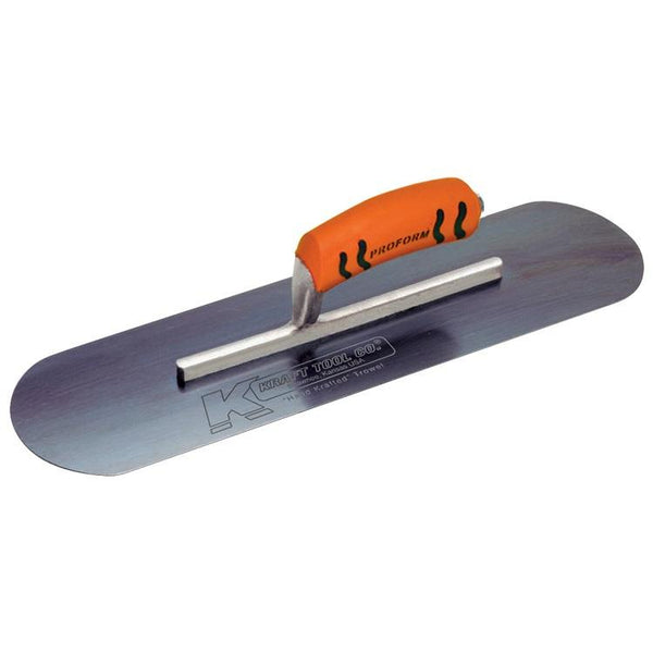 Kraft 16 in. x 4 in. x 7-7/8 in. Short Shank Blue Steel Pool Trowel w/ProForm® Handle - 1